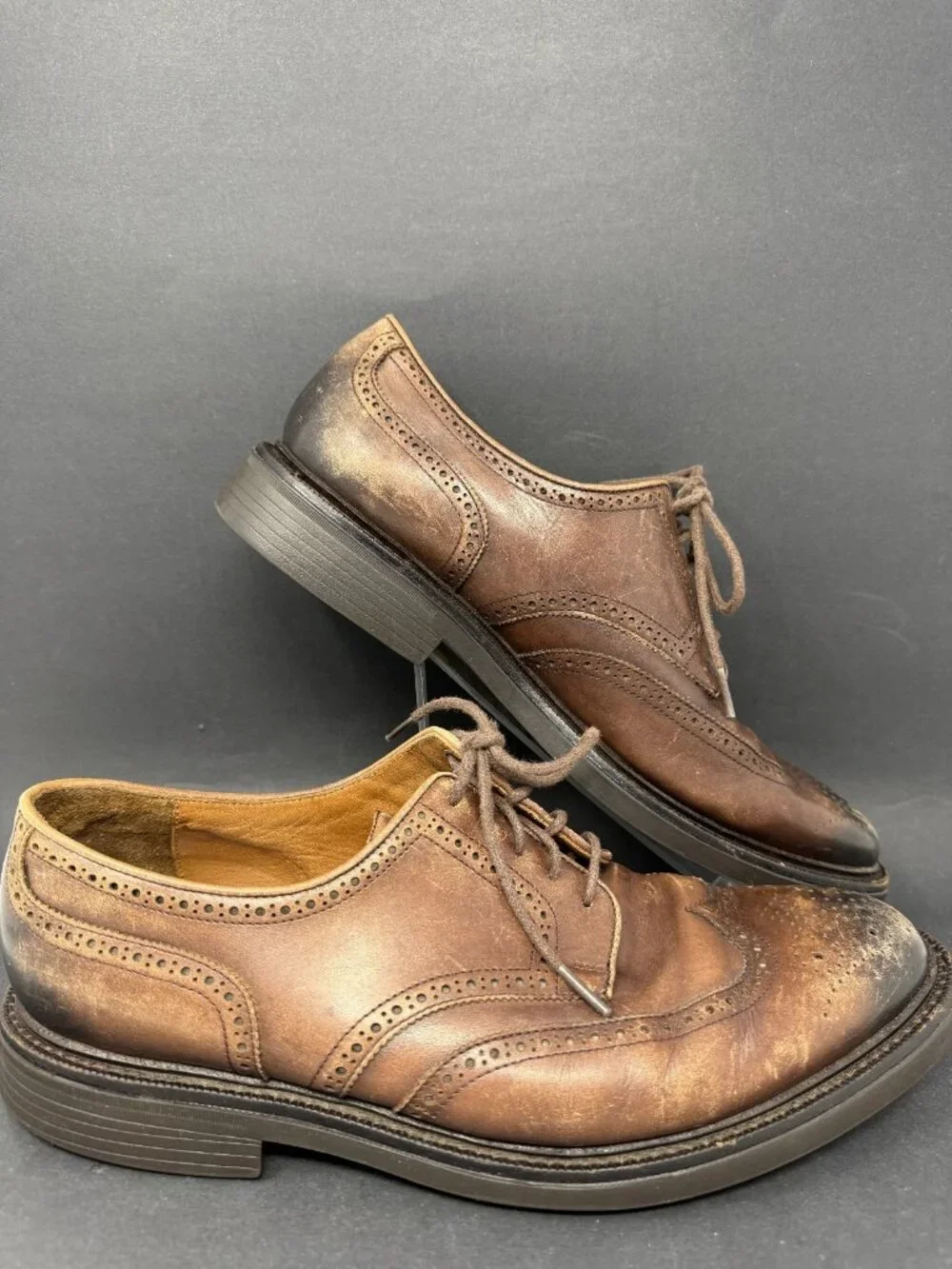 Polo Ralph Lauren Asher Wingtip Oxfords Shoes Mens 10.5D Brown Vibram Sole 17623